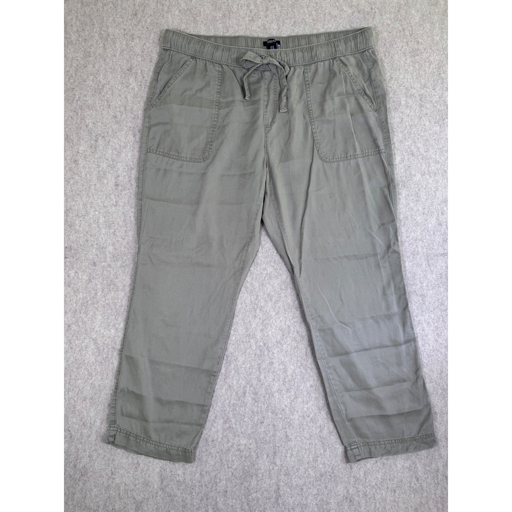 Jones New York Jones & Co Womens 1X Sage Green Drawstring Utility Pants Relaxed